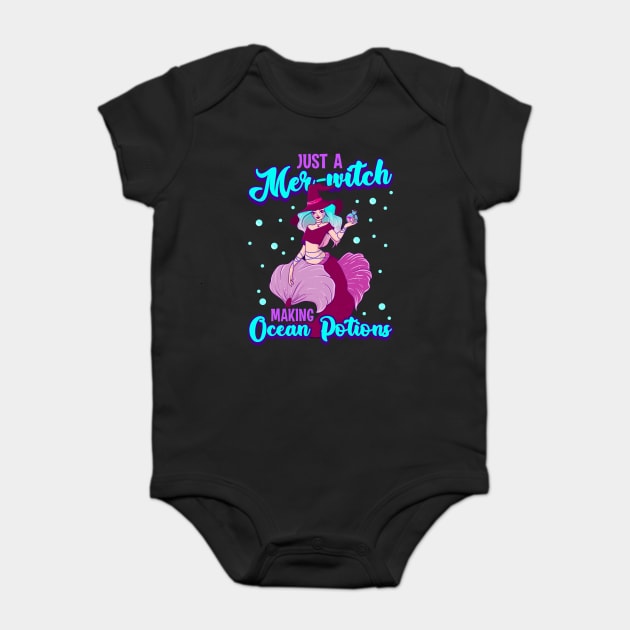 Mer-witch Halloween Witch Mermaid with Sea Potion Baby Bodysuit by creative